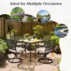 Tangkula 5PCS Patio Rattan Dining Set With Soft Cushions 4 Swivel Chairs With Dining Table For Poolside&Garden Grey