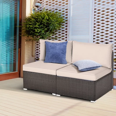 Tangkula 2PCS Patio Sectional Armless Sofas Outdoor Rattan Furniture Set W/ Cushions 5 Tangkula 2PCS Patio Sectional Armless Sofas Outdoor Rattan Furniture Set W/ Cushions - Image 3