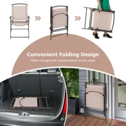 Tangkula 2/4 Piece Patio Folding Chairs Outdoor Dining Chairs W/ Breathable Fabric Heavy Duty Steel & Rustproof Steel Frame -Beauty house GUEST af5d851f e120 44d7 ac92 cb538c2ae867