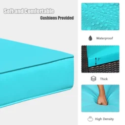 Tangkula 3-Piece Patio Rattan Bistro Set Acacia Wood Frame Sofa And Side Table -Beauty house GUEST af77fb20 5278 4c8f a29a 7bed758c0f27