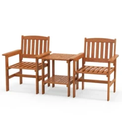 Tangkula 3 PCS Patio Bistro Table And Chairs Set W/ Umbrella Hole For Garden Poolside -Beauty house GUEST afaf521d 9864 4b01 809a b00f2074020f