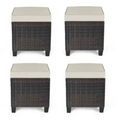 Tangkula 4PCS Rattan Ottoman Outdoor Patio Furniture Cushioned Footstool Footrest -Beauty house GUEST afc8363d 571c 49bd b15b d90e8e0720b8