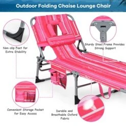 Tangkula Set Of 2 Lounge Chair Beach Chair W/ Face Arm Hole Detachable Pillow Adjustable Backrest Side Pocket Outdoor Chaise Sunbathing Chair Hot Pink -Beauty house GUEST b056b5d4 78be 482f 9dc1 669324486034