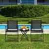 Tangkula 3PCS Patio Bistro Set Outdoor Folding Table & Chairs Set W/Tempered Glass Top Black -Beauty house GUEST b0bbfa2d f027 4b6f bc88 57187d07ace1