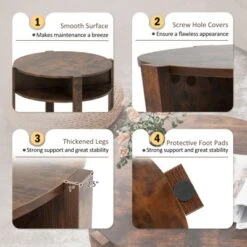 Tangkula 29.5" 2-Tier Round Coffee Table W/ Storage 4 Shelves Faux Wooden Top -Beauty house GUEST b12d9977 b985 499f bb31 5edd5f014cb6