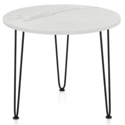 Tangkula Small Round Coffee Table W/ Thickened Tabletop & Metal Tripod Legs Faux Marble White -Beauty house GUEST b17707e0 6c6f 4913 b994 d9d0ea1628f5