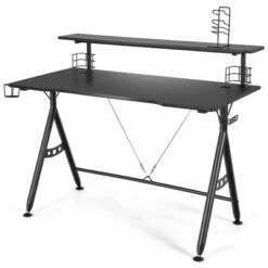 Tangkula Gaming Desk Dual Monitor Mount Ergonomic Y Shaped Computer Desk W/Cup Holder Headphone Hook -Beauty house GUEST b19df74d daab 406a a33b 9f127c4dcbae