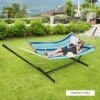 Tangkula Portable Hammock W/ Spreader Bars & Detachable Pillow Quick Dry & Water Proof Material Woven Cotton Rope Blue + Green/Light Blue + Yellow -Beauty house GUEST b1db73ca fd57 49c9 aa87 d27fa8cc5770