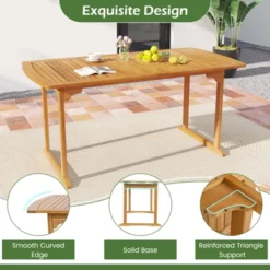 Tangkula Outdoor Wooden Dining Table For 4-6 71" Acacia Wood Table -Beauty house GUEST b1e4ac2d 158a 4f79 b3ea 400e012b3c93