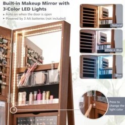 Tangkula Rotating Mirrored Jewelry Cabinet With Mirror Storage Shelves -Beauty house GUEST b25abffe fb5a 4f6a 9b53 992b391818e4