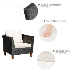 Tangkula 3-Piece Wicker Patio Furniture Set Outdoor Conversation Set W/ Cushions & Coffee Table -Beauty house GUEST b26ea822 5afe 41dd adce 1392edaa615e