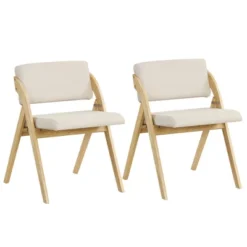 Tangkula Set Of 2 Dining Chairs Folding Kitchen Chair W/ Rubber Wood Legs Padded Seat -Beauty house GUEST b2934ed6 5375 4f6e ba94 5150249f2e75