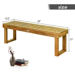 Tangkula Set Of 2 Patio Garden Dining Bench Acacia Wood Bench -Beauty house GUEST b29b18d6 1987 4031 af13 5bf7c6b2a388