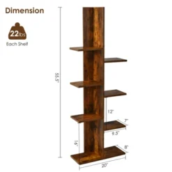 Tangkula Modern Multi-Layer Bookshelf Floor Standing Bookcase W/Anti-fall Device Storage Rack For Home Office Rustic -Beauty house GUEST b2ab3f6c 6a96 4302 8174 c1bbd76bb8f8