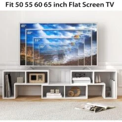 Tangkula 3 PCS Adjustable TV Stand Minimalist Entertainment Center For 43 55 60 65 Inch TV Media Console Table Brown/Black/White -Beauty house GUEST b2b38210 b6da 46a7 aff1 5469965f04c5