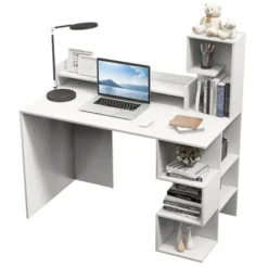 Tangkula 48" Modern Computer Desk Home Office Workstation W/ Hutch & Storage Shelves -Beauty house GUEST b2c3f0f1 f69d 4f00 96fa 2883c87ed2f7