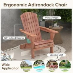 Tangkula Folding Adirondack Chair Set Of 2 W/ High Backrest & Wide Armrests Wooden -Beauty house GUEST b2ce120a 559f 4ed6 967f 6484d291ad00
