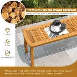 Tangkula 2 PCS 48" Outdoor Acacia Wood Bench Patio Dining Picnic Bench For Entryway Garden Poolside Balcony -Beauty house GUEST b2dd29c0 bcdc 442e babd 0538a9ade9e1
