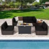 Tangkula 7PCS Patio Rattan Furniture Set Fire Pit Table Cover Cushion -Beauty house GUEST b393a4f7 2847 4e34 aebe 4ef53e079cd7