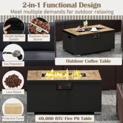 Tangkula 12 PCS Furniture Set W/ 32" Fire Pit Table & Propane Tank Cover Outdoor -Beauty house GUEST b3db54ec 9b53 4ae3 a871 06b5e0875311