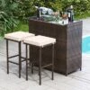Tangkula 3 Pieces Patio Bar Set PE Wicker Outdoor Bar Table & Stools Set W/ Removable Cushions -Beauty house GUEST b4a63bd7 4541 4c97 9f7e 6d3ce166f726