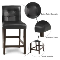 Tangkula Set Of 4 Bar Stools 25inch Counter Height Barstool Pub Chair Rubber Wood Black -Beauty house GUEST b4b543b1 00a3 4b25 9293 bd2d38deea12