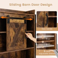 Tangkula Over The Toilet Freestanding Storage Rack Bathroom W/ Slipping Barn Door -Beauty house GUEST b4b9b398 8a0c 4bd7 80f1 402499d2aa0f