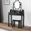 Tangkula Make-Up Vanity Table Dresser Set W/LED Light, Black Brown White -Beauty house GUEST b4ce7e86 a7b0 4dd0 9c68 6bd87d7881da
