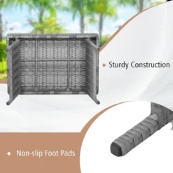 Tangkula Folding Rattan Wicker Coffee Side Table Patio Garden Poolside Yard Outdoor Mix Gray -Beauty house GUEST b5046288 1692 449c 807c 81dcf6a6d78a