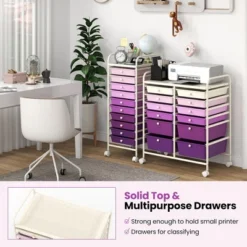 Tangkula 12 Drawers Rolling Storage Cart Classroom Organizers With Wheels For Tools Scrapbook Craft Paper Purple -Beauty house GUEST b507f20a bc69 4831 af91 f3098b4ea458