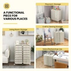 Tangkula 20-Drawer Rolling Storage Cart Art Craft Organizer Cart Mobile Utility Storage Cart With Removable Drawers & Lockable Wheels White -Beauty house GUEST b517fdd1 577c 4353 a049 35a3cee5b454