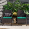 Tangkula Patio Loveseat 2 Person Cushioned Seats With Center Table Outdoor Rattan Furniture Set Turquoise/ Red -Beauty house GUEST b51f13d5 a044 45e8 b4d2 1bb0293f6214