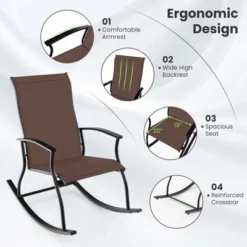 Tangkula Set Of 2 Outdoor Rocking Chair Patio Rocker W/ Breathable Fabric Brown -Beauty house GUEST b540fe13 27c1 4e5e 80d8 368d9f192d30