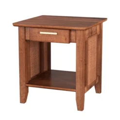 Tangkula Boho Style Nightstand 3-Tier Sofa Side End Table W/ Drawer & Shelf Walnut -Beauty house GUEST b5702fd4 43ae 4a34 8c3f 5e4a1fec014a