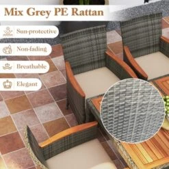 Tangkula 9PCS Patio Rattan Furniture Dining Set Acacia Wood Table Cushioned Chair For Outdoor -Beauty house GUEST b571d0a5 0dad 44ee 8c53 76a3dd4d4a91