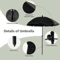 Tangkula 6PCS Patio Garden Dining Set W/ Round Table & 4 Folding Chairs & Umbrella -Beauty house GUEST b5b89791 b4f6 41f9 8319 0a77165974e0