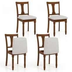 Tangkula Set Of 4 Upholstered Wooden Dining Chair W/ Seat Storage Space -Beauty house GUEST b60340fd 2ca4 46b5 b015 0a7e50c4879f
