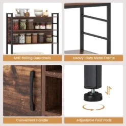 Tangkula 67" Bakers Rack W/ Power Outlet Coffee Bar Cabinet W/ S-Shaped Hooks -Beauty house GUEST b607bfb6 96c1 4562 a302 ff6e48bf0540