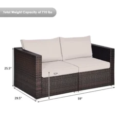 Tangkula 2PCS Rattan Corner Sofa Set Patio Outdoor Furniture Set W/ 4 Beige Cushions -Beauty house GUEST b68ac724 d087 47d1 91f4 6186dd1cf176