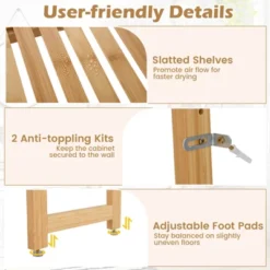 Tangkula Bamboo Over The Toilet Storage Shelf W/3-tier Open Shelf Adjustable Shelves -Beauty house GUEST b6ab22c4 876e 43c9 a975 5077eb2a0d16