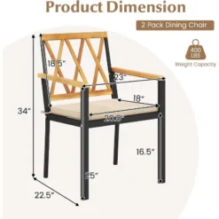 Tangkula Patio Dining Chairs Set Of 2 Metal Outdoor Chairs W/ Removable Padded Cushions -Beauty house GUEST b6bb21c6 fe82 442c afd8 b144e1ef1e40