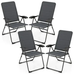 Tangkula 4PCS Patio Folding Chairs Back Adjustable Reclining Padded Garden Furniture -Beauty house GUEST b704a854 b77a 4c7d 9185 78cc957241b2