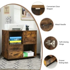 Tangkula Mobile File Cabinet With 2 Drawers Lateral Printer Stand With Shelves Storage -Beauty house GUEST b730d488 e497 42eb bdbf 4fb985f2c269