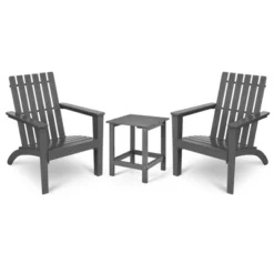 Tangkula 3PCS Patio Adirondack Chair Side Table Set Solid Wood Garden Deck Bistro Set Classic Furniture -Beauty house GUEST b77c62e5 f02b 4821 9998 bb9567a729e3