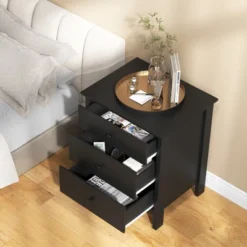 Tangkula 2-Piece 3Drawers Modern Nightstand Bedside Table Wooden End Table Black/White -Beauty house GUEST b7835864 3147 412a b7ad 4c95523bc6ba