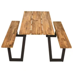 Tangkula Patented Picnic Table Bench Set Outdoor Camping Wooden 2 Built-in Benches W/Umbrella Hole -Beauty house GUEST b7d49639 6a82 4f24 8012 be2a2cba2b26