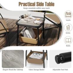 Tangkula 3-Piece Bistro Set Patio Chairs & Side Table W/ Storage Basket Breathable Mesh Fabric -Beauty house GUEST b7d5c573 af54 4b22 9644 f6ba46d8c779