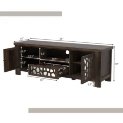 Tangkula 55" Retro TV Stand Media Entertainment Center W/ Mirror Doors & Drawer Brown -Beauty house GUEST b7d860c2 f7e6 4a39 ad72 d2949734039a