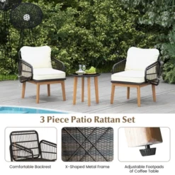 Tangkula 3 Piece Patio Chair Set Wicker Chair & Side Table Set W/ Soft Cushions & Tempered Glass Tabletop 17 Tangkula 3 Piece Patio Chair Set Wicker Chair & Side Table Set W/ Soft Cushions & Tempered Glass Tabletop -Beauty house GUEST b7e5abda b97b 4282 8bea 9e33db9b8e20