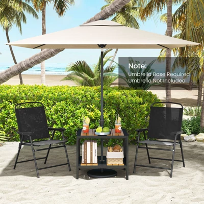 Tangkula Outdoor Side Table 2-Tier Coffee End Table W/ 1.57" Umbrella Hole Storage Shelf 4 Tangkula Outdoor Side Table 2-Tier Coffee End Table W/ 1.57" Umbrella Hole Storage Shelf - Image 2